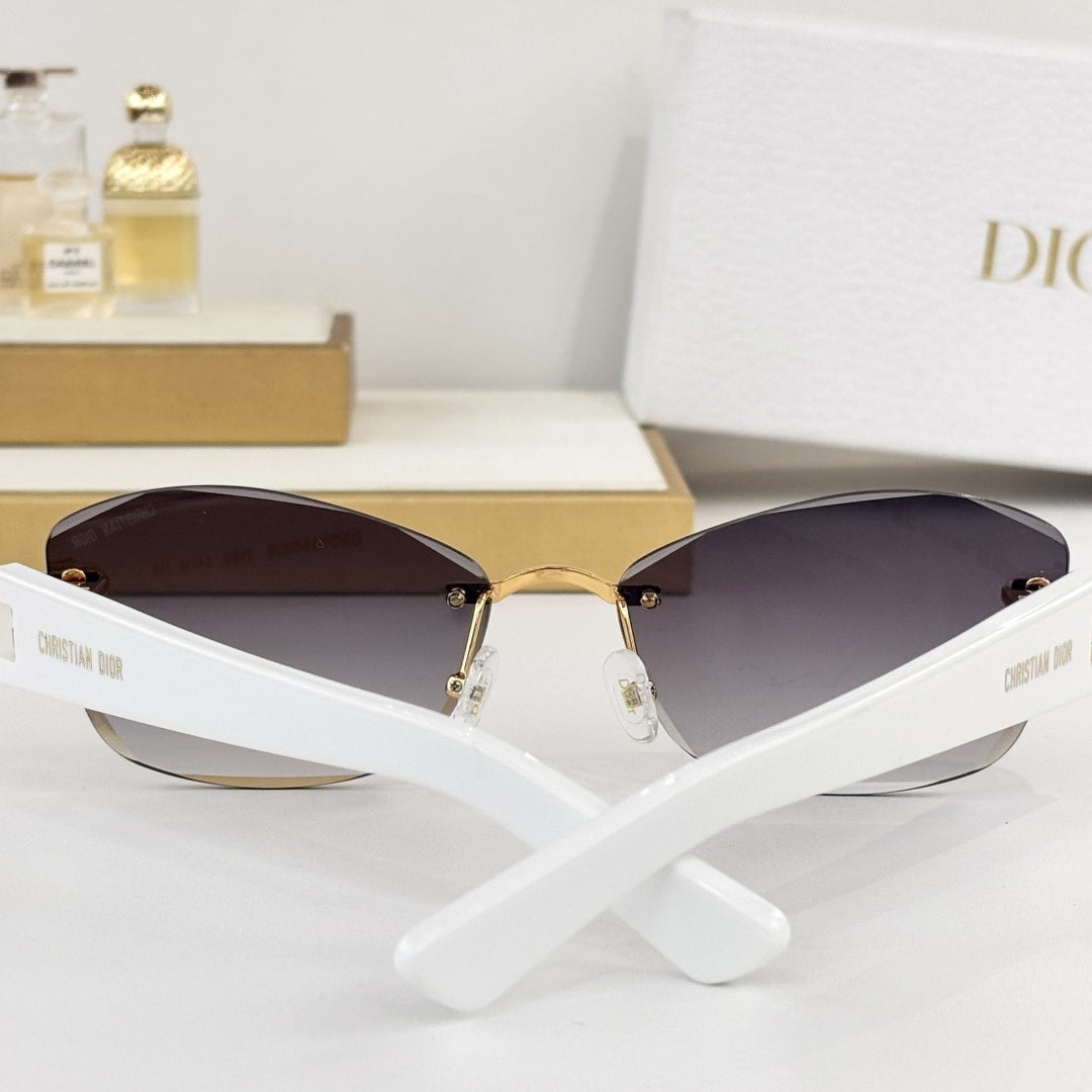 D**R Rimless Butterfly Sunglasses | Gold Wave Metal Nose Bridge, Triple-Bar Temple Connector, Tortoiseshell & Black Acetate | 6 Colors