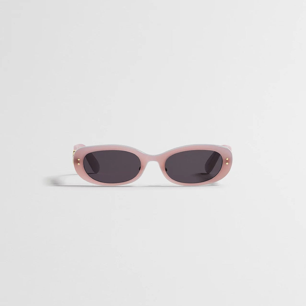 D**R Slim Rectangular Sunglasses with Glossy Black Frame, Dark Grey Lenses & Silver Logo Hardware