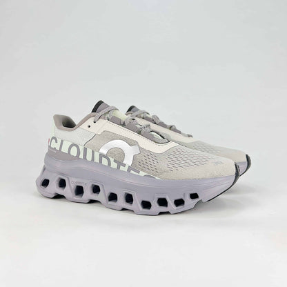 On Cloudmonster – Unisex Lightweight Breathable Supportive Maximum Cushioning Running Shoes | White & Lavender Gray