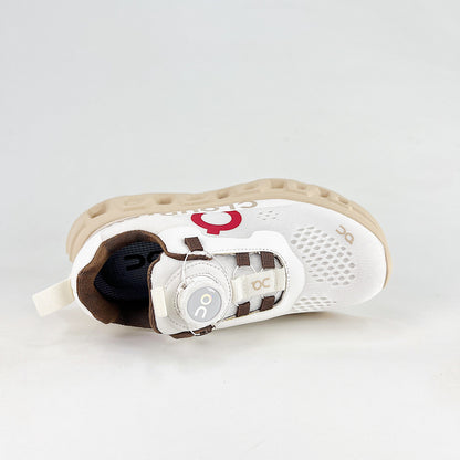 On Cloudmonster 2 WQ – Kids Lightweight Breathable Supportive Running Shoes | White & Sand