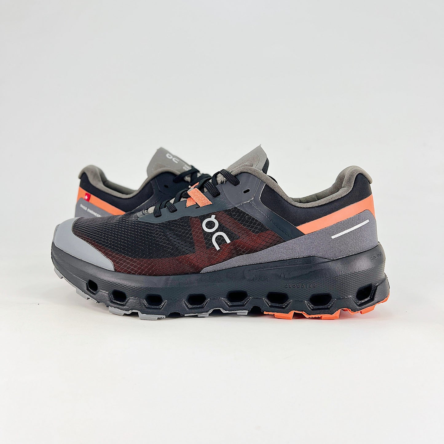 On Running Cloudvista – Black & Grey & Coral Orange Unisex High-Performance Trail Running Shoes