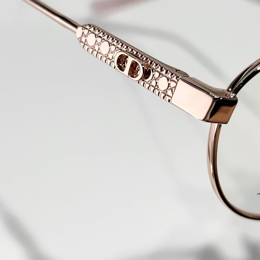 D**R Round Optical Glasses | Gold, Black, Burgundy & Silver Metal Frame, Cannage or CD Temple Block, Blue-Light Lenses | 4 Colors