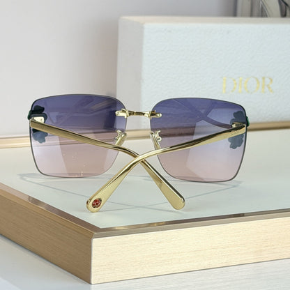 D**R Clover S1U Rimless Sunglasses | Gold Metal Frame, 3D Floral Detail & Gradient Lenses | Multiple Colors