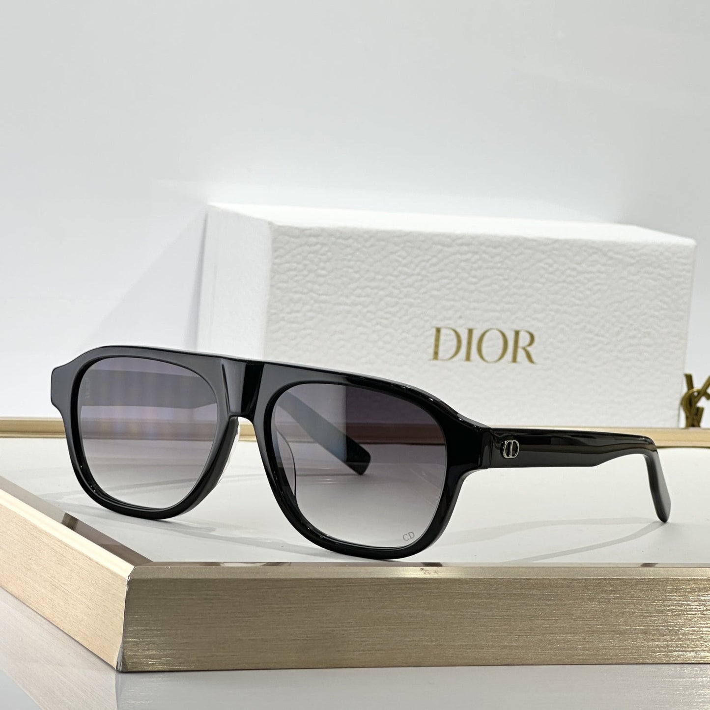 D**R BlackSuit Square Pilot Sunglasses | Black Acetate Frame, Dark Grey Lenses | Multiple Colors