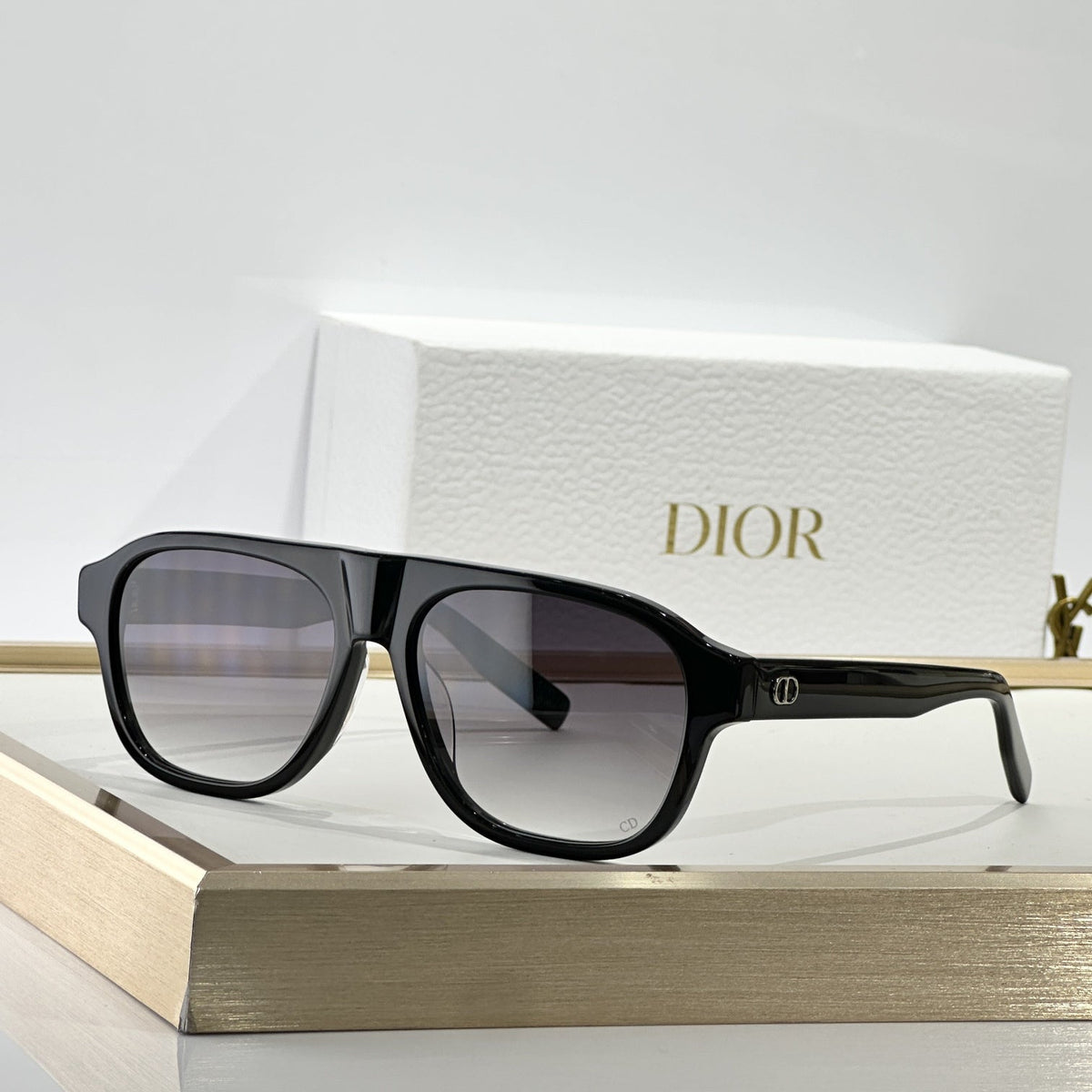 D**R BlackSuit Square Pilot Sunglasses | Black Acetate Frame, Dark Grey Lenses | Multiple Colors