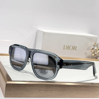D**R Bold Square Acetate Sunglasses | Oval CD Metal Inlay, Grooved Temple, Gradient & Flat Lenses | 6 Colors incl. Tortoiseshell & Champagne