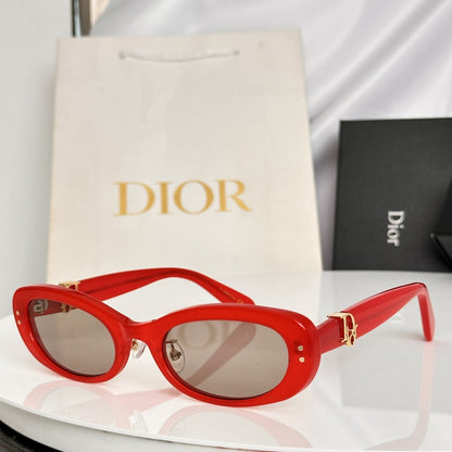 D**R Slim Oval Sunglasses with Crystal Clear Transparent Acetate Frame, Olive Solid Lenses & 3D Gold CD Logo Hardware