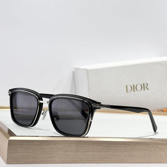 D**R DiorBlackSuit S2I Square Sunglasses | Black Acetate Frame, Dark Grey Lenses, Silver Metal Inner Frame | Multiple Colors