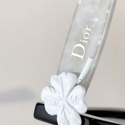 D**R Cat-Eye Oval Sunglasses | Black Acetate Frame, Pearl Temple & 3D Floral Detail