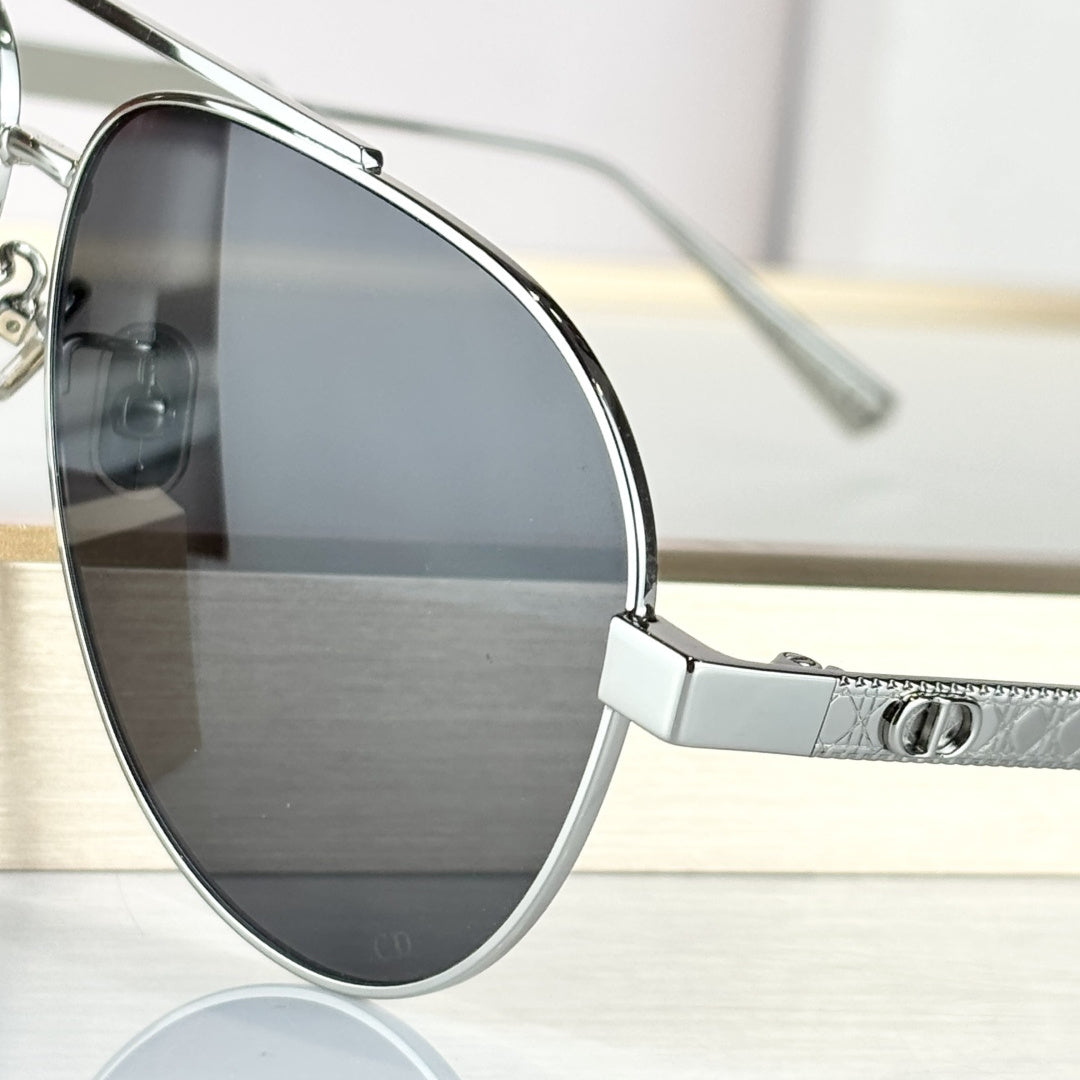D**R Aviator Sunglasses | Silver Metal Double-Bridge Frame, Dark Grey Lenses | Multiple Colors