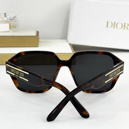D**R Oversized Square Sunglasses | Thick Acetate Full Frame, Christian Dior Paris Gold Temple Plaque, Flat Dark Lenses | 6 Colors
