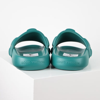 L***V Waterfront Slide Sandals — Monogram Embossed Waterproof Pool Beach Slippers