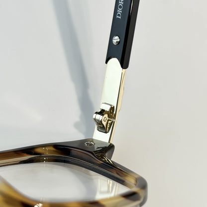 D**R Square Optical Eyeglasses Frame | Black & Tortoiseshell Two-Tone Acetate, Clear Lenses & Gold CD Logo Hinge