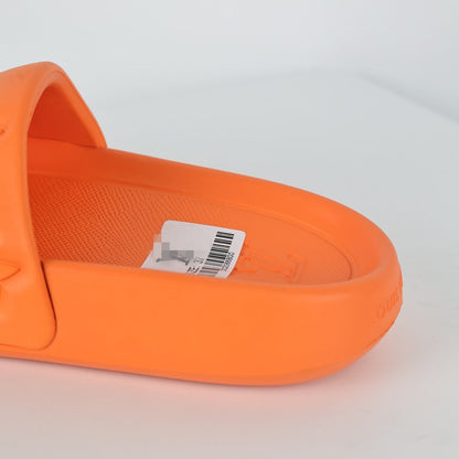 L***V Vivid Orange Tonal Monogram Embossed Waterproof EVA Waterfront Wide Strap Slide Sandals — Spring Summer Boutique Limited Edition