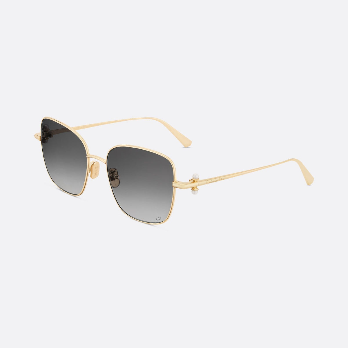 D**R Butterfly Square Sunglasses | Gold Metal Frame, Pearl Hinge Detail, Gradient Rose-Brown Lenses | Multiple Colors