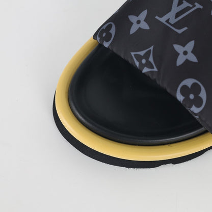 L***V Black Monogram Canvas Platform Slide Sandals — 2024 Spring Summer Boutique Limited Edition