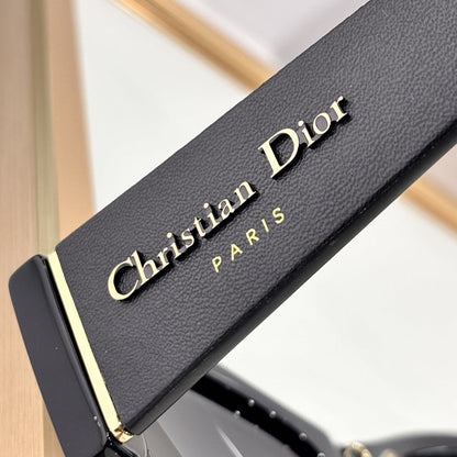 D**R Narrow Cat-Eye Sunglasses | Sleek Black Acetate Frame, Gold Hinge, Christian Dior Paris Temple, Flat Grey Lenses | Multiple Colors
