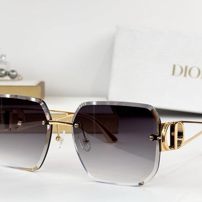 D**R 30Montaigne S6U Rimless Sunglasses | Gold Metal Frame, Brown Gradient Bevelled Lenses, CD Logo Temple | Multiple Colors