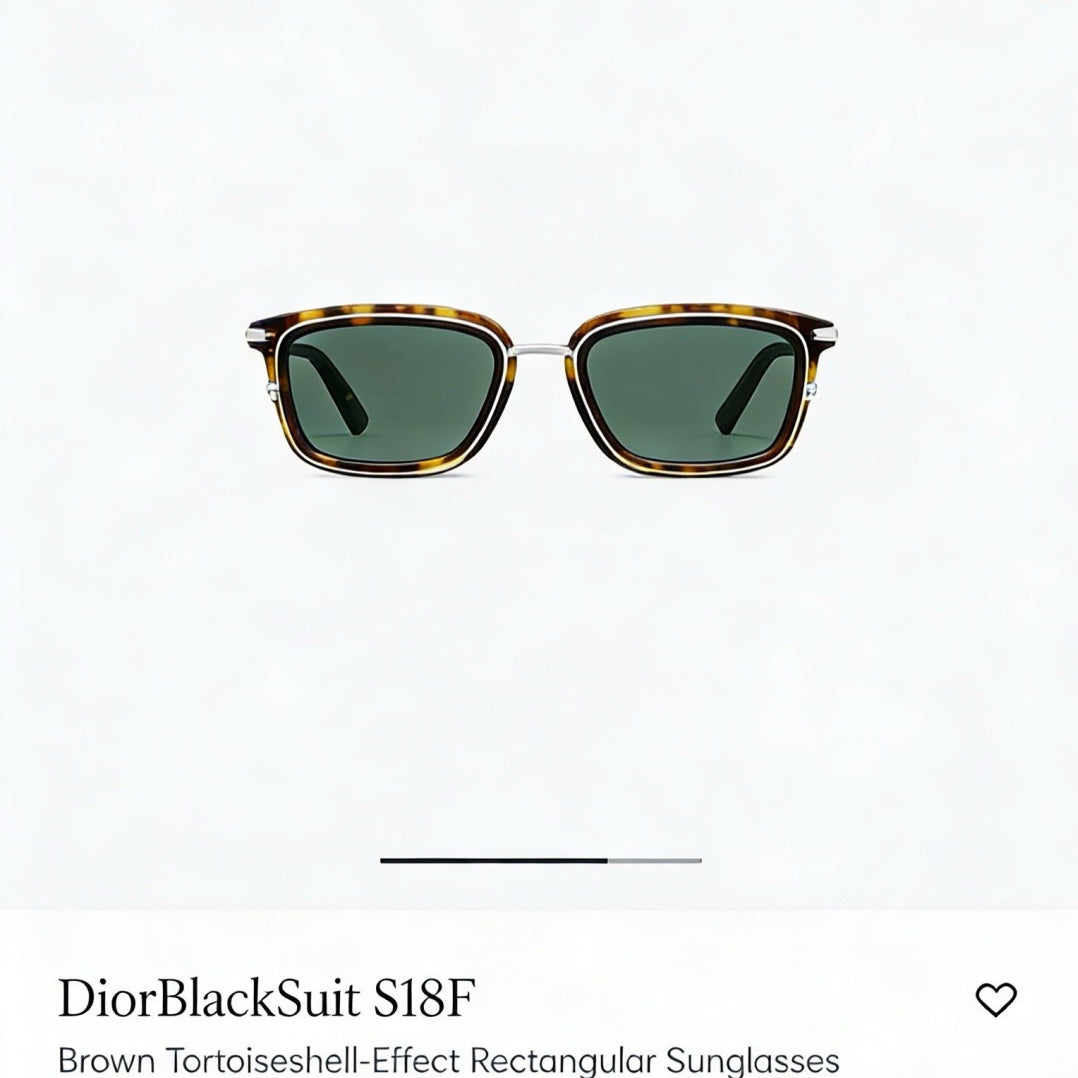 D**R DiorBlackSuit S2I Square Sunglasses | Tortoise Acetate Frame, Dark Green Lenses, Silver Metal Inner Frame | Multiple Colors