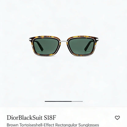 D**R DiorBlackSuit S2I Square Sunglasses | Tortoise Acetate Frame, Dark Green Lenses, Silver Metal Inner Frame | Multiple Colors