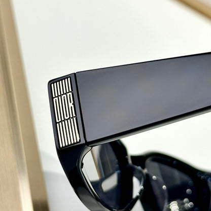 D**R Narrow Rectangular Sunglasses | Black Acetate Frame, Dark Lenses & Metal Stripe Logo Badge | 4 Colorways