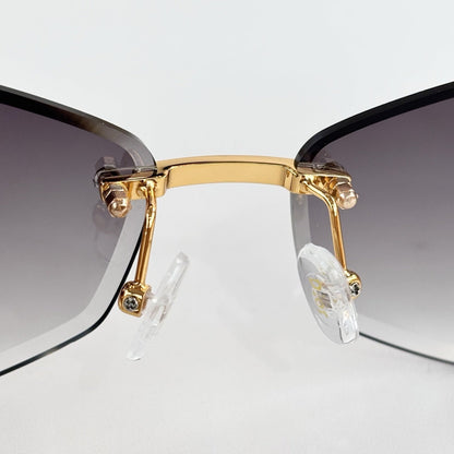 D**R 30Montaigne S6U Rimless Sunglasses | Gold Metal Frame, Brown Gradient Bevelled Lenses, CD Logo Temple | Multiple Colors