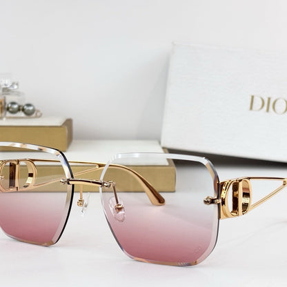 D**R 30Montaigne S6U Rimless Sunglasses | Gold Metal Frame, Brown Gradient Bevelled Lenses, CD Logo Temple | Multiple Colors