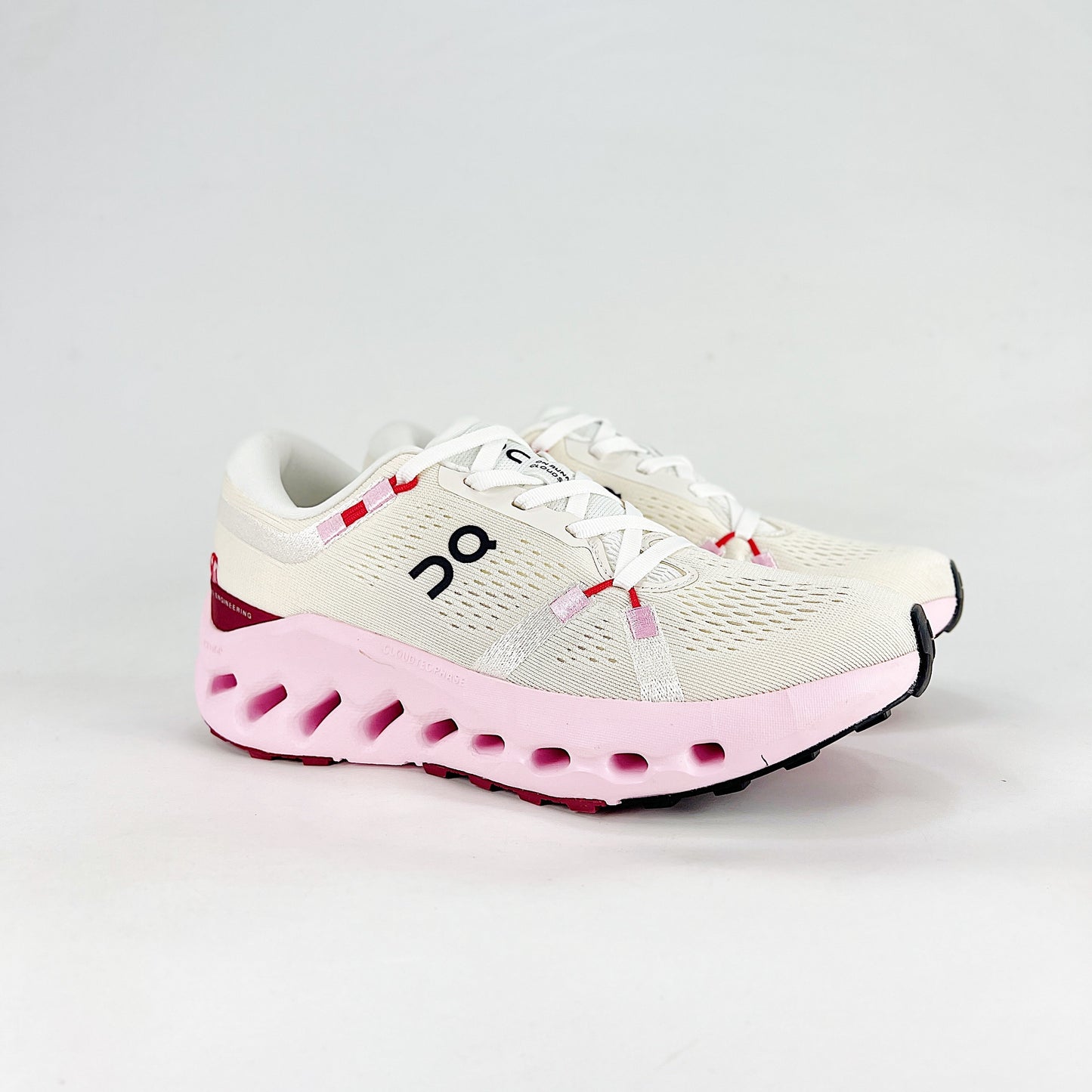 On Cloudsurfer – White & Blush Pink Unisex Soft Cushioned Breathable Running Shoes