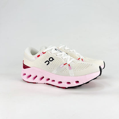 On Cloudsurfer – White & Blush Pink Unisex Soft Cushioned Breathable Running Shoes