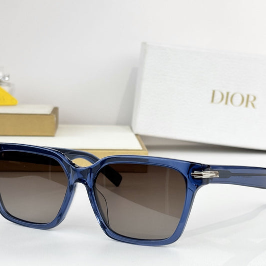 D**R DiorBlackSuit S4I Flat Top Sunglasses | Transparent Blue Acetate Frame, Brown Gradient Lenses, Silver Hinge | Multiple Colors