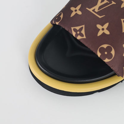 L***V Dark Brown Giant Monogram Canvas Wide Strap Platform Slide Sandals — 2024 Spring Summer Boutique Limited Edition