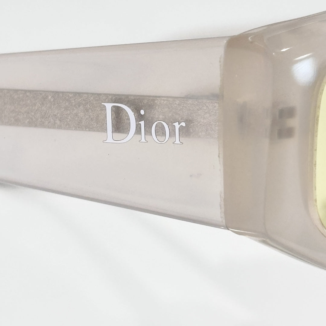 D**R DiorB27 S1I Rectangle Sport Sunglasses | Pearl White Acetate Frame, Yellow Lenses, Gold D Logo Temple | Multiple Colors
