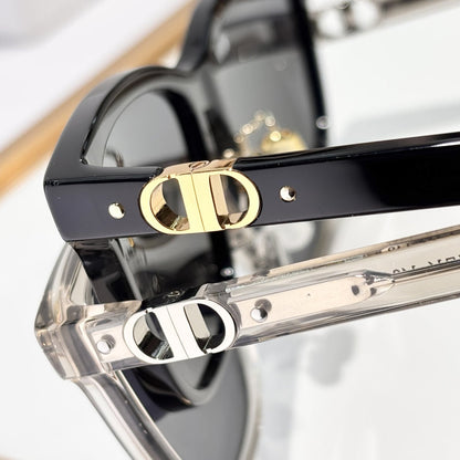 D**R 30Montaigne S9U Square Sunglasses | Black Acetate Frame, Grey Gradient Lenses, Gold CD Badge Hinge | Multiple Colors