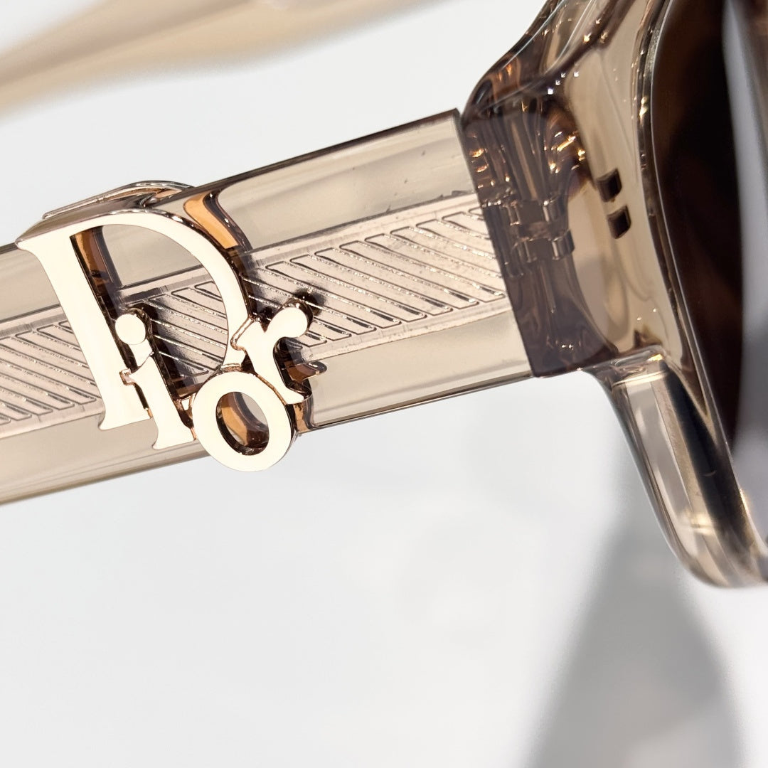 D**R DiorBlackSuit S6U Sunglasses | Transparent Champagne Acetate Square Frame, Brown Lenses, Signature Metal Hinge | Multiple Colors
