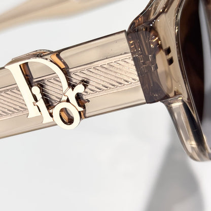 D**R DiorBlackSuit S6U Sunglasses | Transparent Champagne Acetate Square Frame, Brown Lenses, Signature Metal Hinge | Multiple Colors