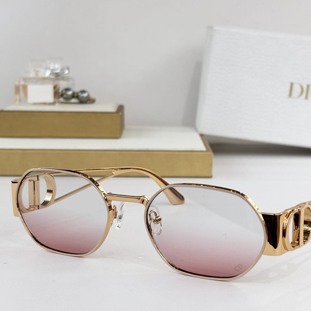 D**R Octagonal Metal Sunglasses | Gold Double-Bridge Frame, 3D CD Letter Temple Block, Gradient Lenses | 6 Colors