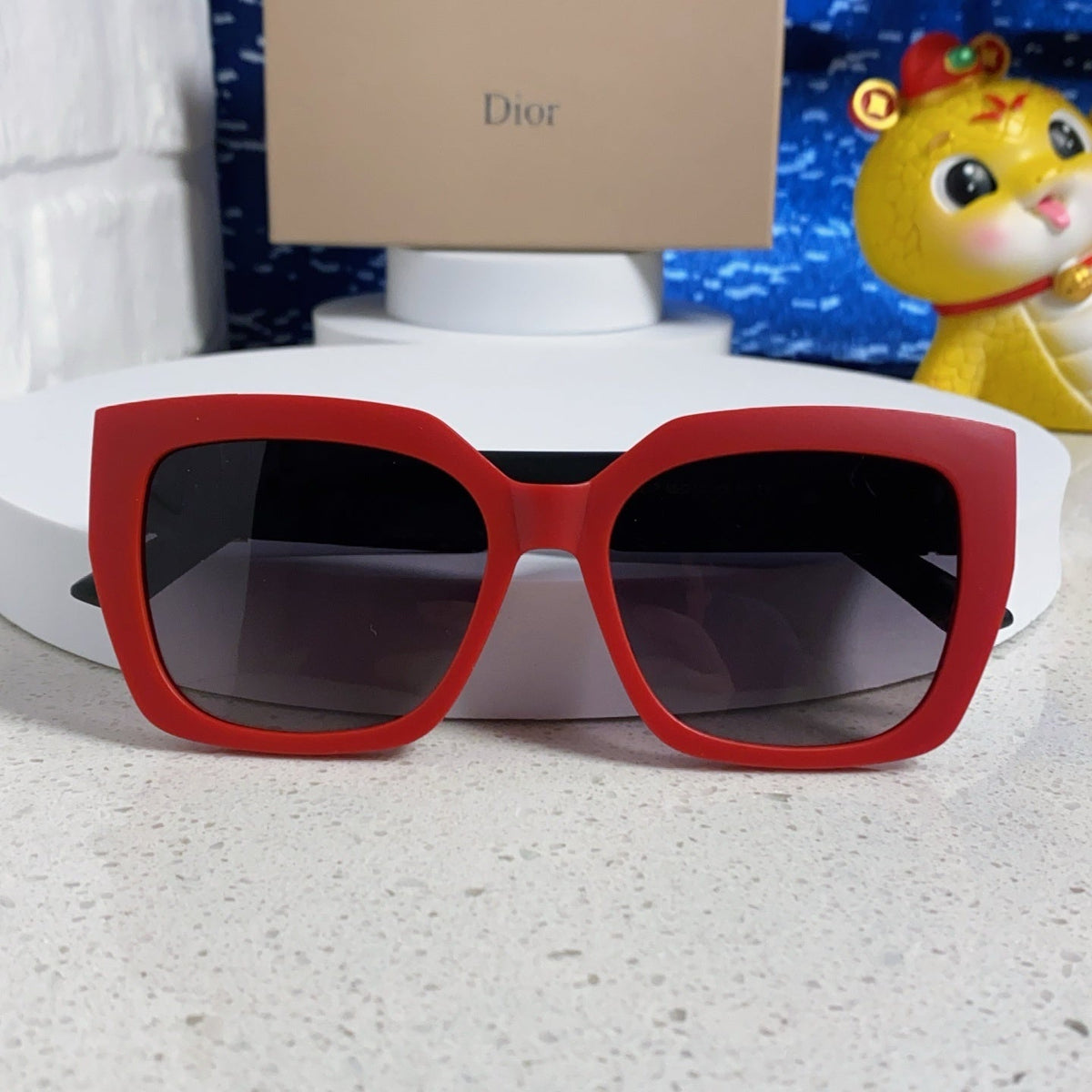 D**R Oversized Square Sunglasses | Red & Black Two-Tone Frame, Grey Gradient Lenses & 3D Logo Temple | 4 Colorways