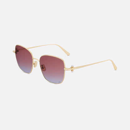 D**R Butterfly Square Sunglasses | Gold Metal Frame, Pearl Hinge Detail, Gradient Rose-Brown Lenses | Multiple Colors