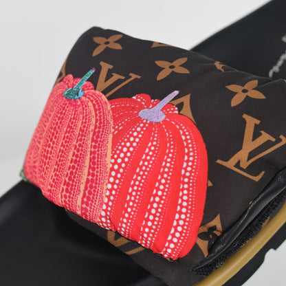 L***V Brown Monogram Canvas Multicolor Tassel Double Strap Platform Slide Sandals — Spring Summer Boutique Limited Edition