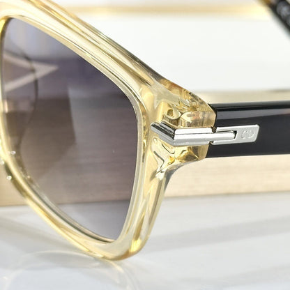D**R BlackSuit Square Sunglasses | Crystal Acetate Frame, Tortoise Temples & Grey Gradient Lenses