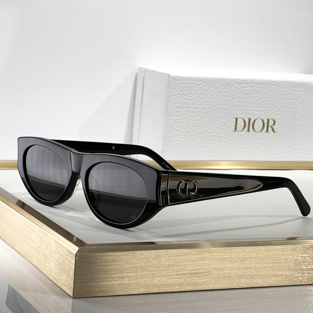 D**R MissDior S1U Narrow Cat Eye Sunglasses | Black Acetate Frame, Grey Gradient Lenses, Gold CD Logo Temple | Multiple Colors