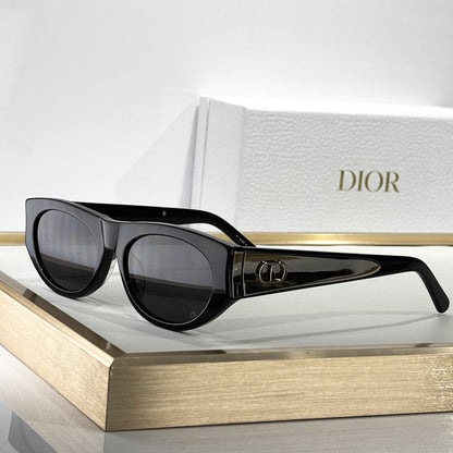 D**R MissDior S1U Narrow Cat Eye Sunglasses | Black Acetate Frame, Grey Gradient Lenses, Gold CD Logo Temple | Multiple Colors