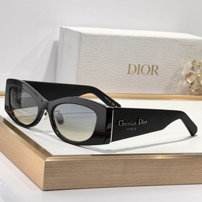 D**R Narrow Cat-Eye Sunglasses | Acetate Frame, Gold Hinge, Christian Dior Paris Temple, Gradient Lenses | 6 Colors