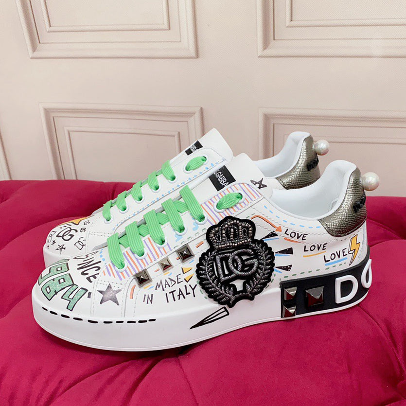 D*G 2026 Luxury Genuine Leather Casual Sneakers - Italian Designer Unisex Shoes