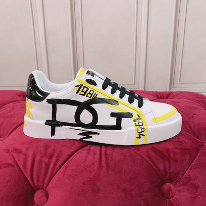 D*G 2026 Luxury Genuine Leather Casual Sneakers - Italian Designer Unisex Shoes