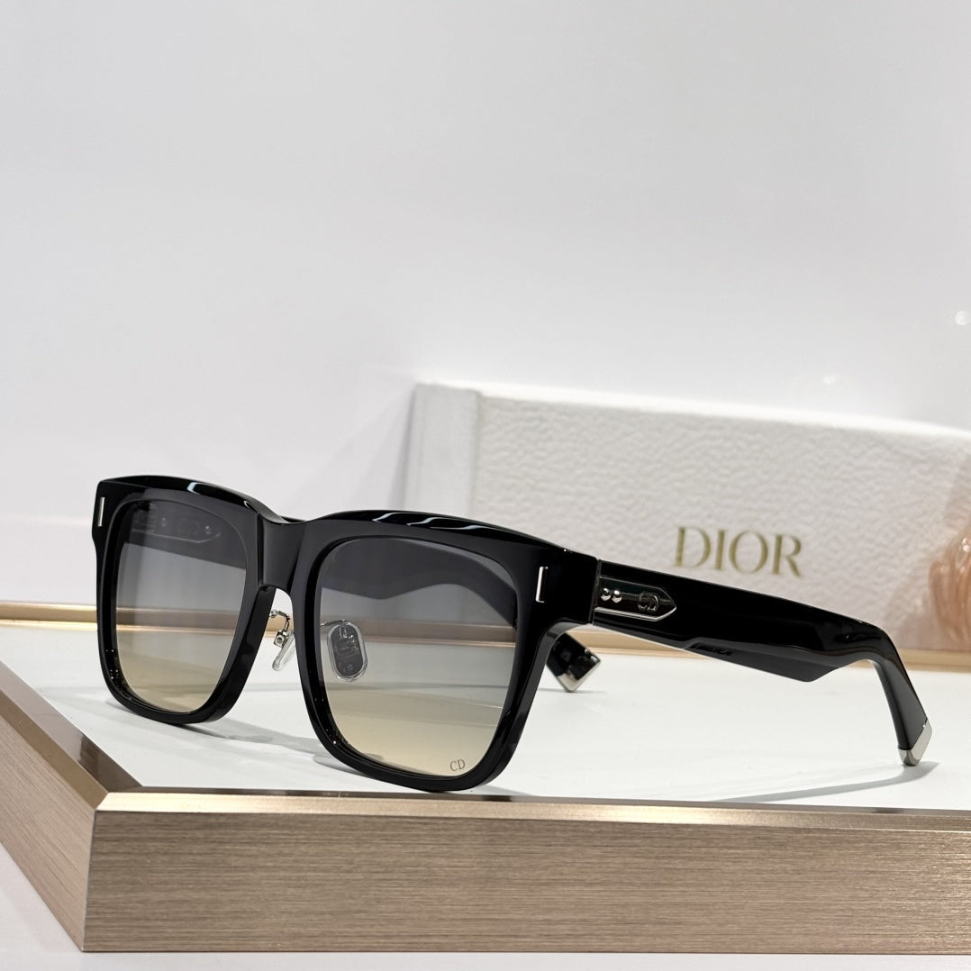 D**R Oversized Square Acetate Sunglasses | Dior Oblique Print Lens, Flat Grey & Gradient Lenses, CD Rivet Temple | 6 Colors