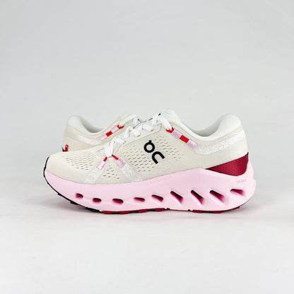 On Cloudsurfer – White & Blush Pink Unisex Soft Cushioned Breathable Running Shoes