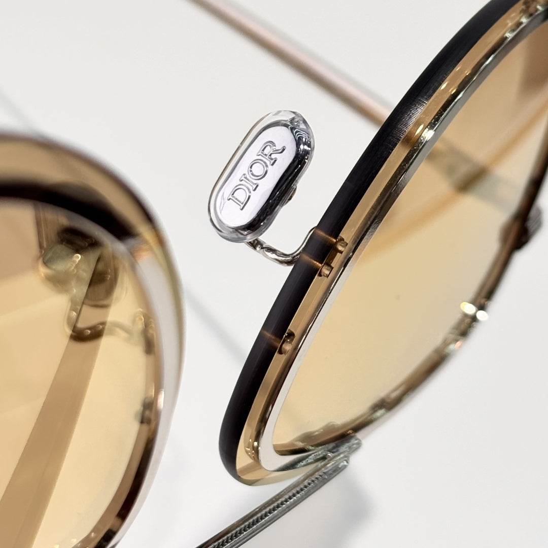 D**R BlackSuit A1U Aviator Sunglasses | Transparent Champagne Acetate Frame, Yellow Lenses, Silver Double Bridge | Multiple Colors