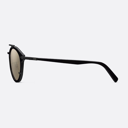 D**R DiorSignature R1U Round Sunglasses | Cream Acetate Frame, Gold Mirror Lenses, Double Bridge | Multiple Colors