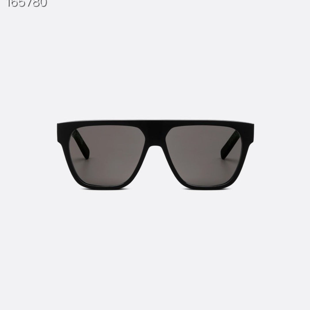 D**R DiorB23 S1I Flat Top Shield Sunglasses | Black Acetate Frame, Dark Grey Shield Lenses, DIOR Logo Plaque | Multiple Colors